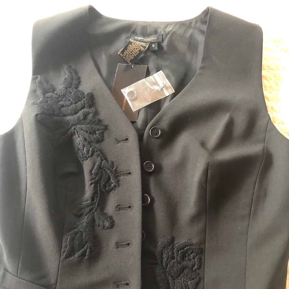 NWT Black BCBG Max Azria Embroidered vest